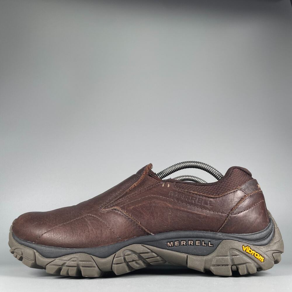 Merrell Mens Size 10.5 Brown Leather Slip On Comfort Loafers Casual Shoe Walking